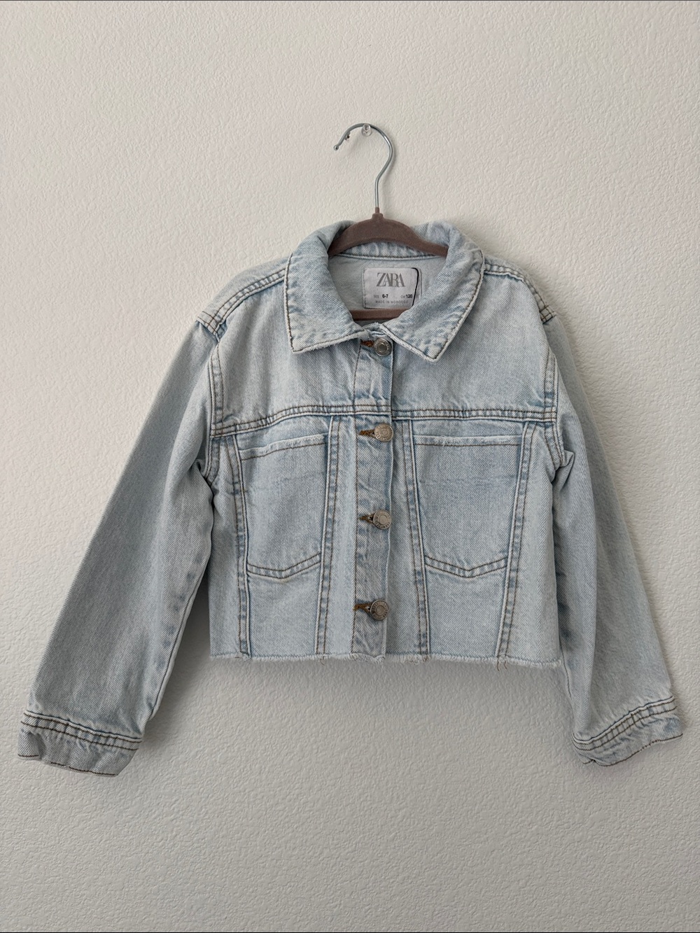 Zara Light Blue Cropped Denim Jacket